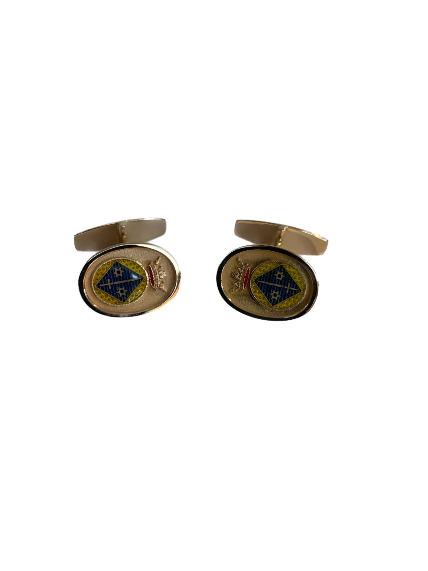 Gold Cufflinks with Enameled Heraldry