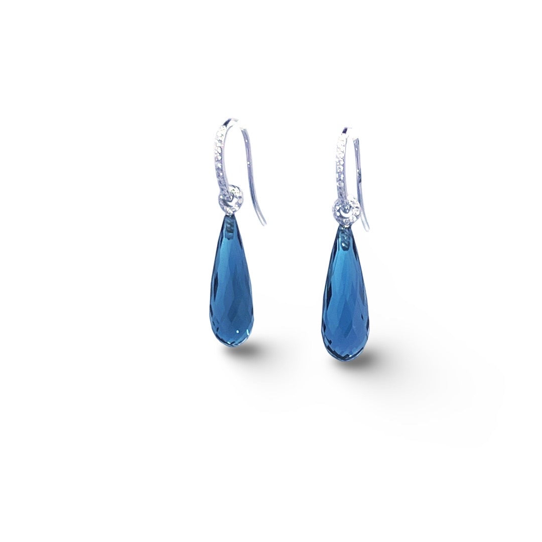 Earrings white gold topaz diamonds