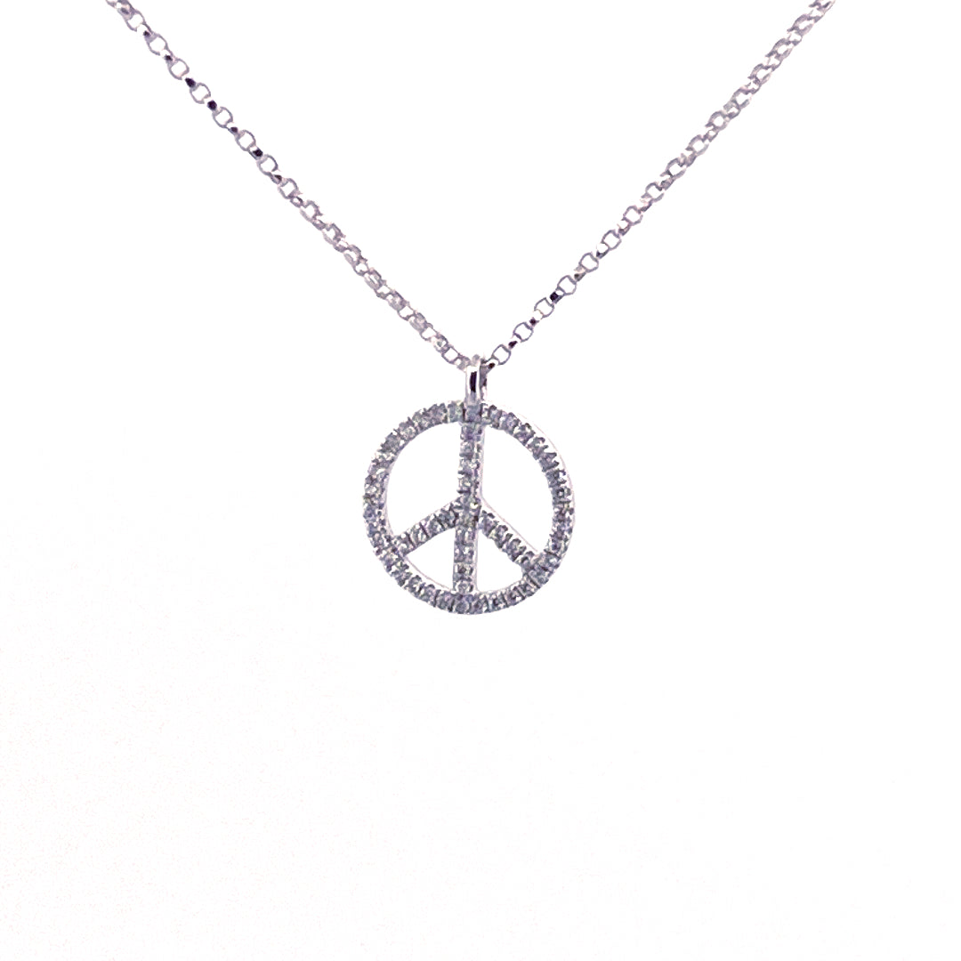 Hänge peacemärke vitguld diamanter
