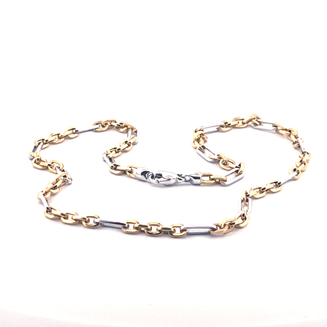 Chain Necklace in Two-Tone 18k Gold – Solid Links