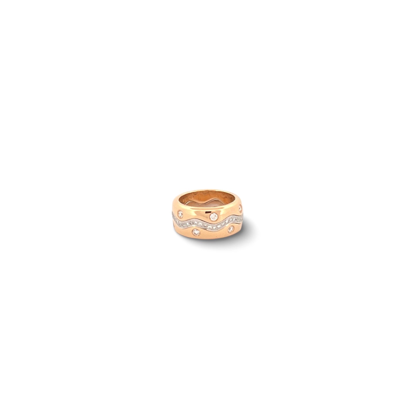 Tredelad Ring i 18k Rött och Vitt Guld