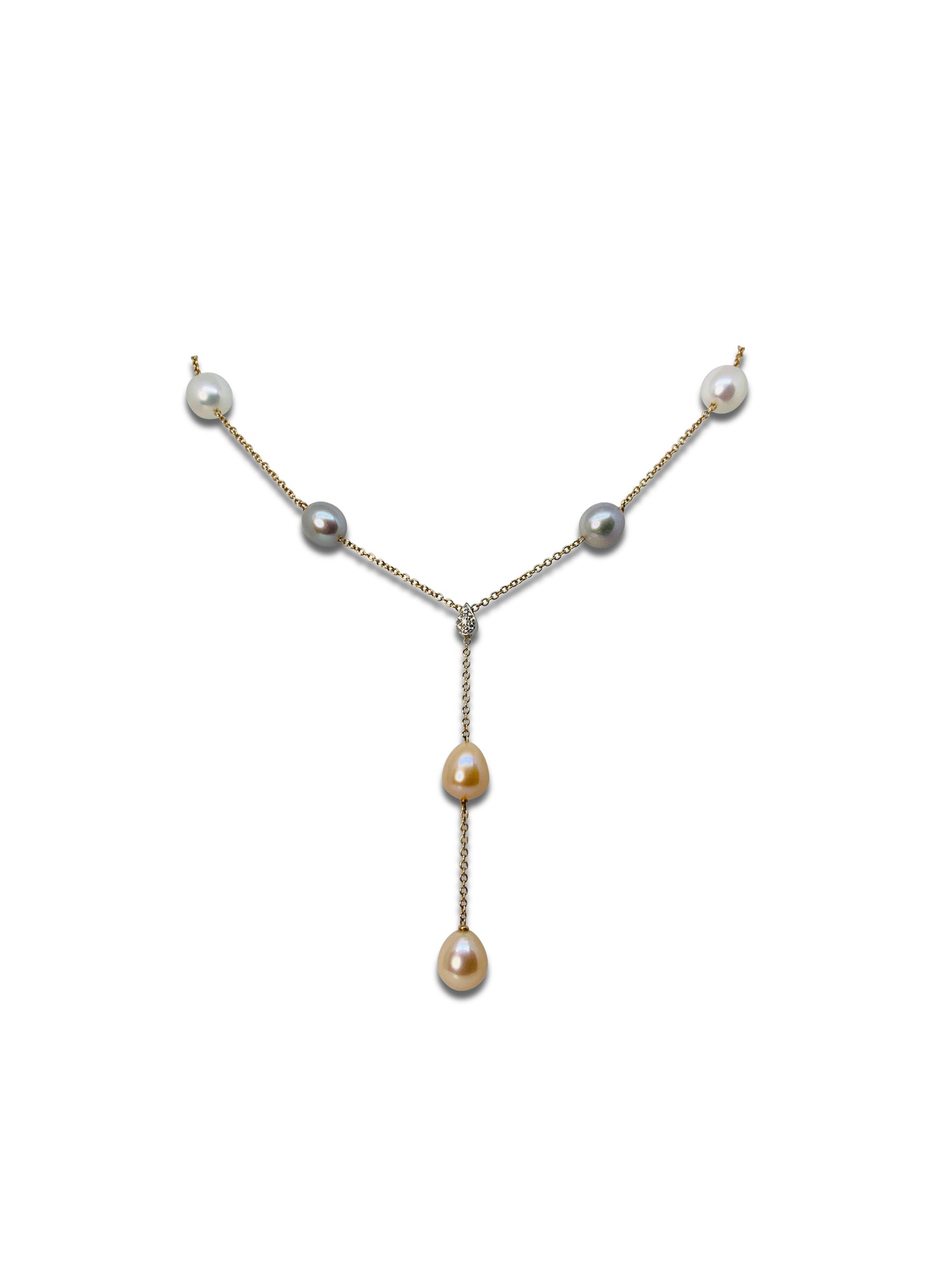 Collier Guld pärlor Diamanter