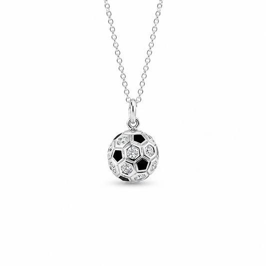Football Pendant Gold Diamonds Enamel